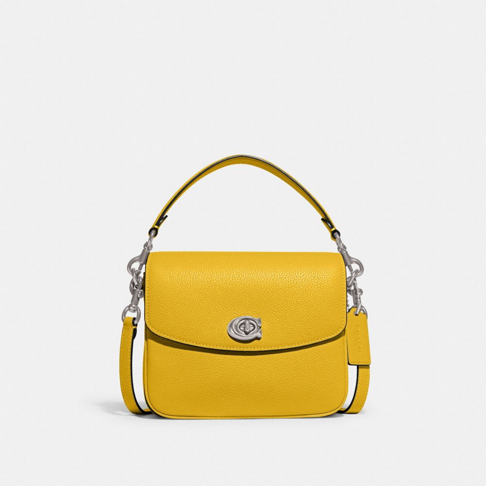 COACH®,CASSIE CROSSBODY BAG 19,Refined Pebble Leather,Medium,Silver/Canary,Front View