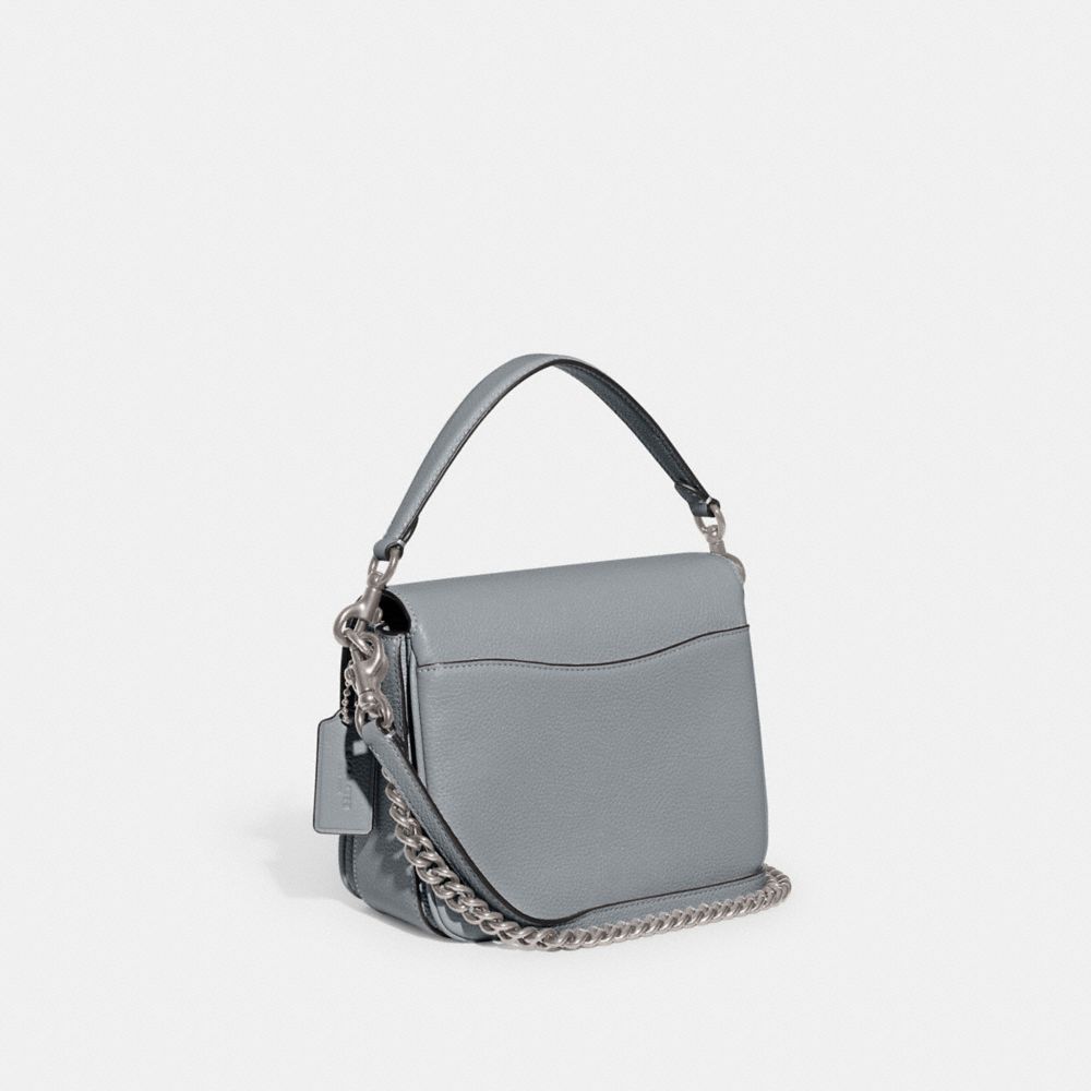 COACH®,CASSIE CROSSBODY BAG 19,Refined Pebble Leather,Medium,Silver/Grey Blue,Angle View