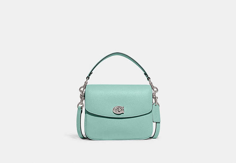 COACH®,CASSIE CROSSBODY BAG 19,Refined Pebble Leather,Medium,Silver/Faded Blue,Front View