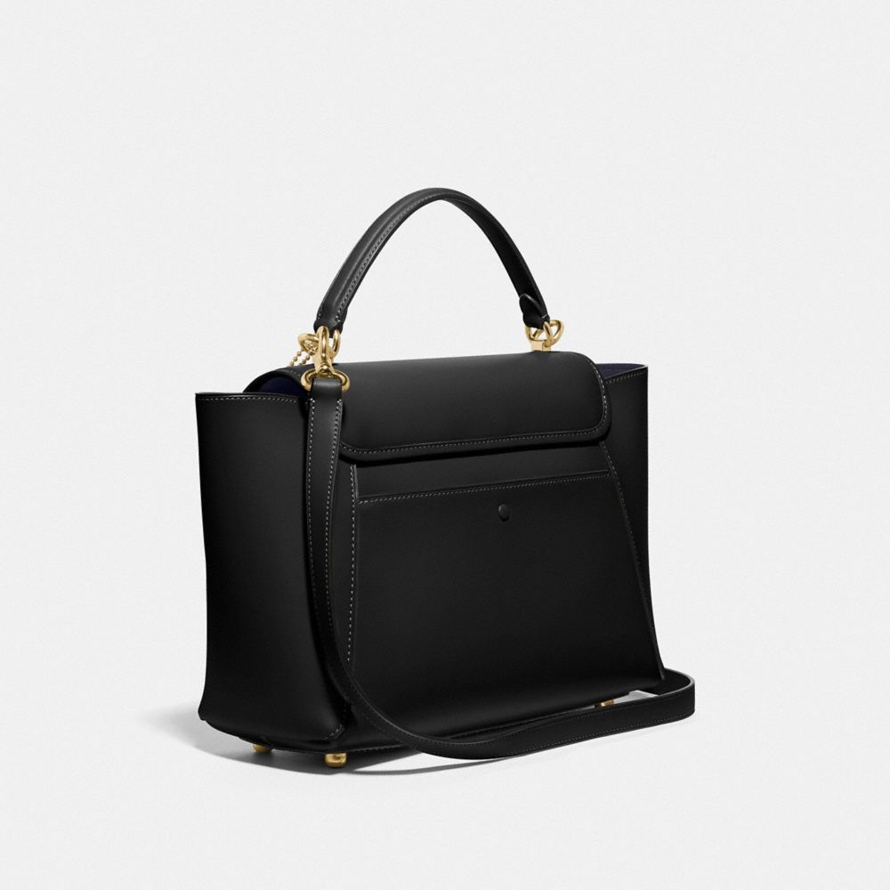 COACH®,COURIER CARRYALL,Leather,Large,Brass/Black,Angle View