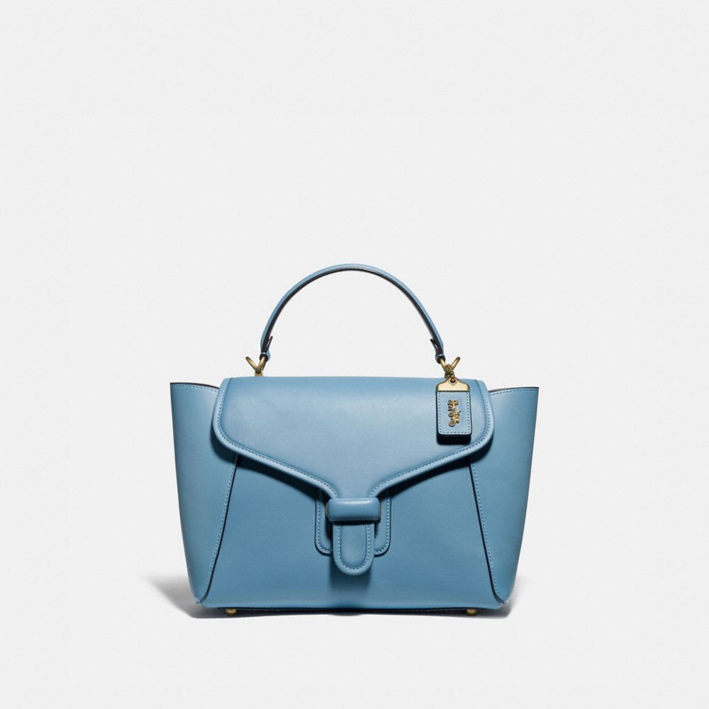 COACH®,CARRYALL DE COURRIER,Cuir,Laiton/Bleu Pacifique,Front View