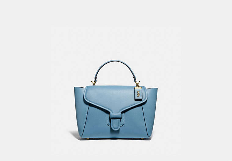 COACH®,COURIER CARRYALL,Leather,Large,Brass/Pacific Blue,Front View