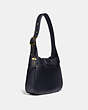 COACH®,COURIER HOBO,Leather,Brass/Midnight Navy,Angle View