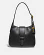 COACH®,COURIER HOBO,Leather,Brass/Black,Front View