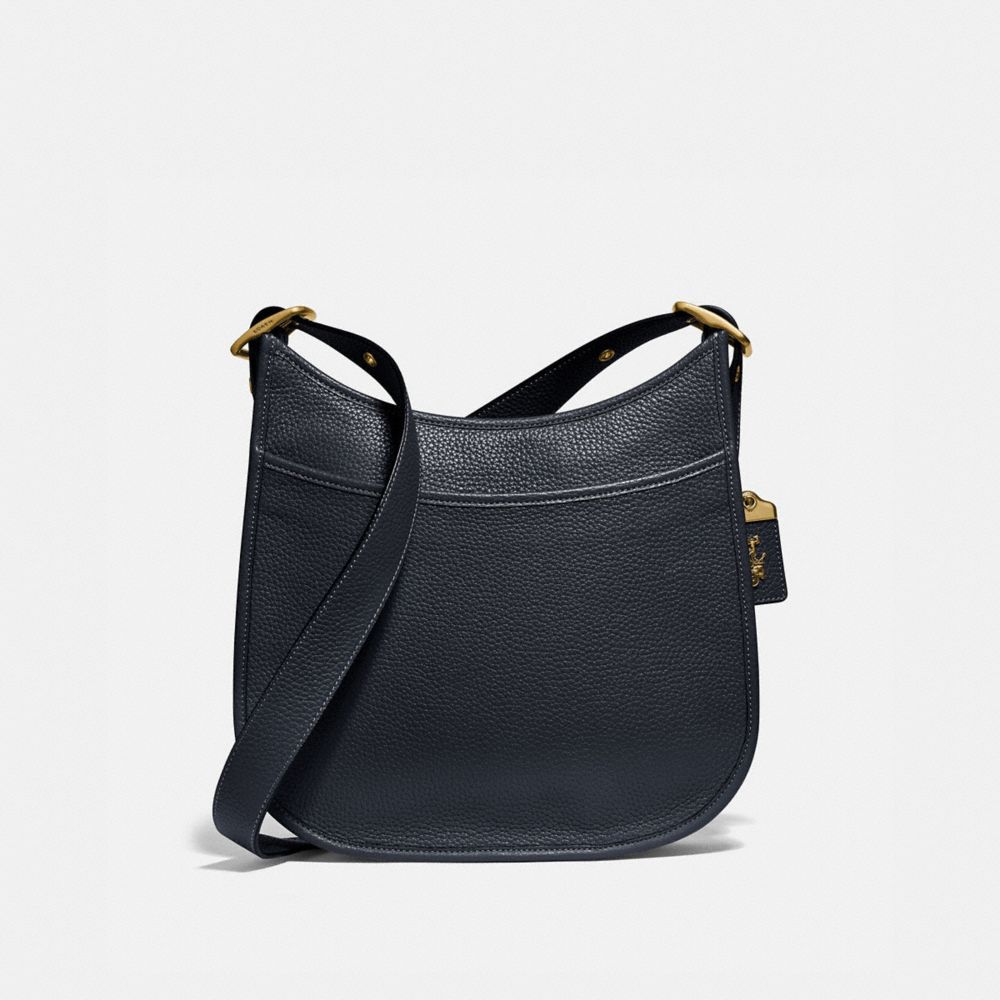 COACH®,SAC À BANDOULIÈRE EMERY,Cuir,Laiton/Bleu nuit,Front View