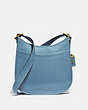 COACH®,EMERY CROSSBODY,Leather,Medium,Brass/Pacific Blue,Front View