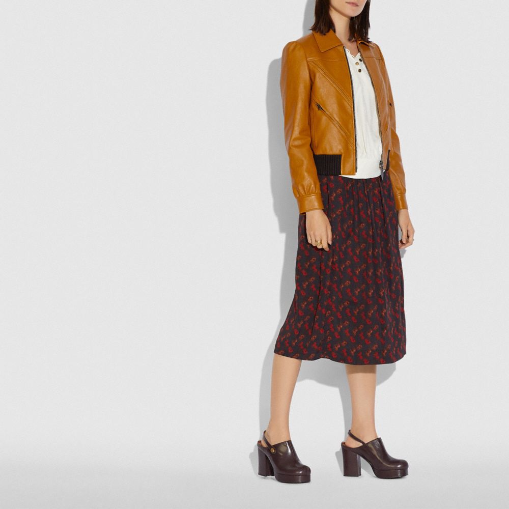 COACH®,Leather Tailored Bomber Jacket With Piecing,,Scale View