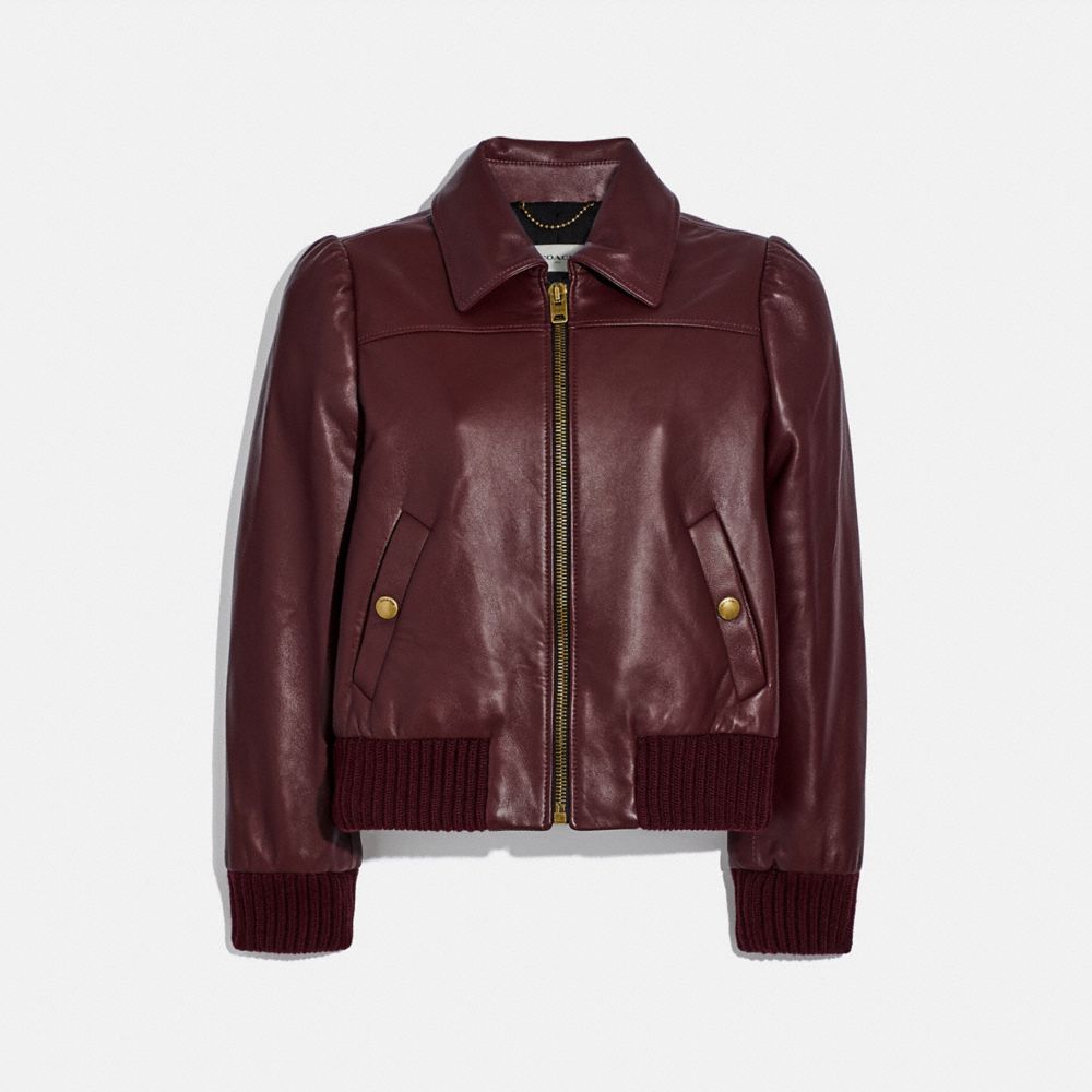 Coach leather bomber jacket best sale