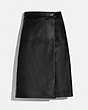 COACH®,LEATHER SKIRT WITH TURNLOCK,Leather,Black,Front View