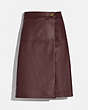 COACH®,LEATHER SKIRT WITH TURNLOCK,Leather,Cranberry,Front View