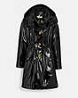 COACH®,RAINCOAT WITH HORSE AND CARRIAGE PRINT LINING,Nylon,Black,Front View