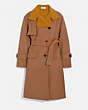 COACH®,OVERSIZED STORM FLAP COAT,wool,Camel/Yellow,Front View