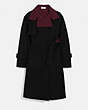 COACH®,OVERSIZED STORM FLAP COAT,wool,Black/Burgundy,Front View