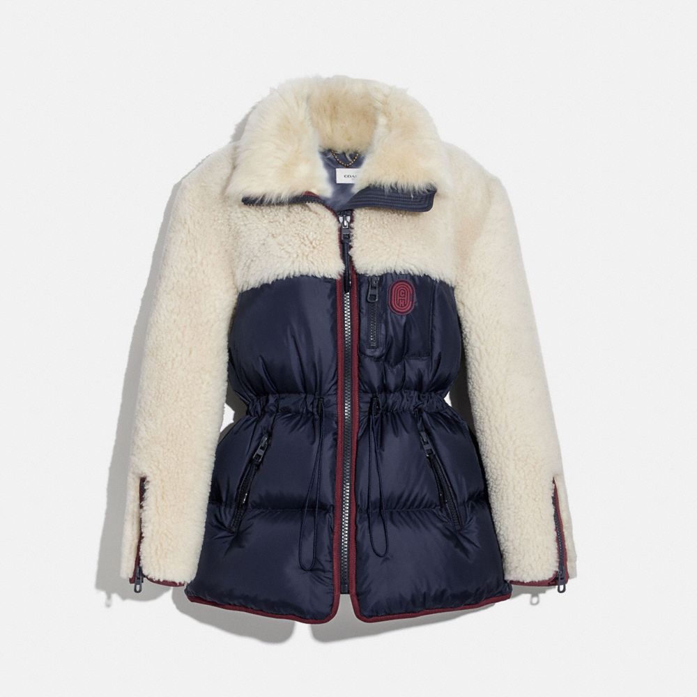 Shearling cheap puffer coat