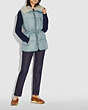 COACH®,PUFFER VEST WITH REMOVABLE SHEARLING COLLAR,Polyester,LIGHT BLUE,Scale View