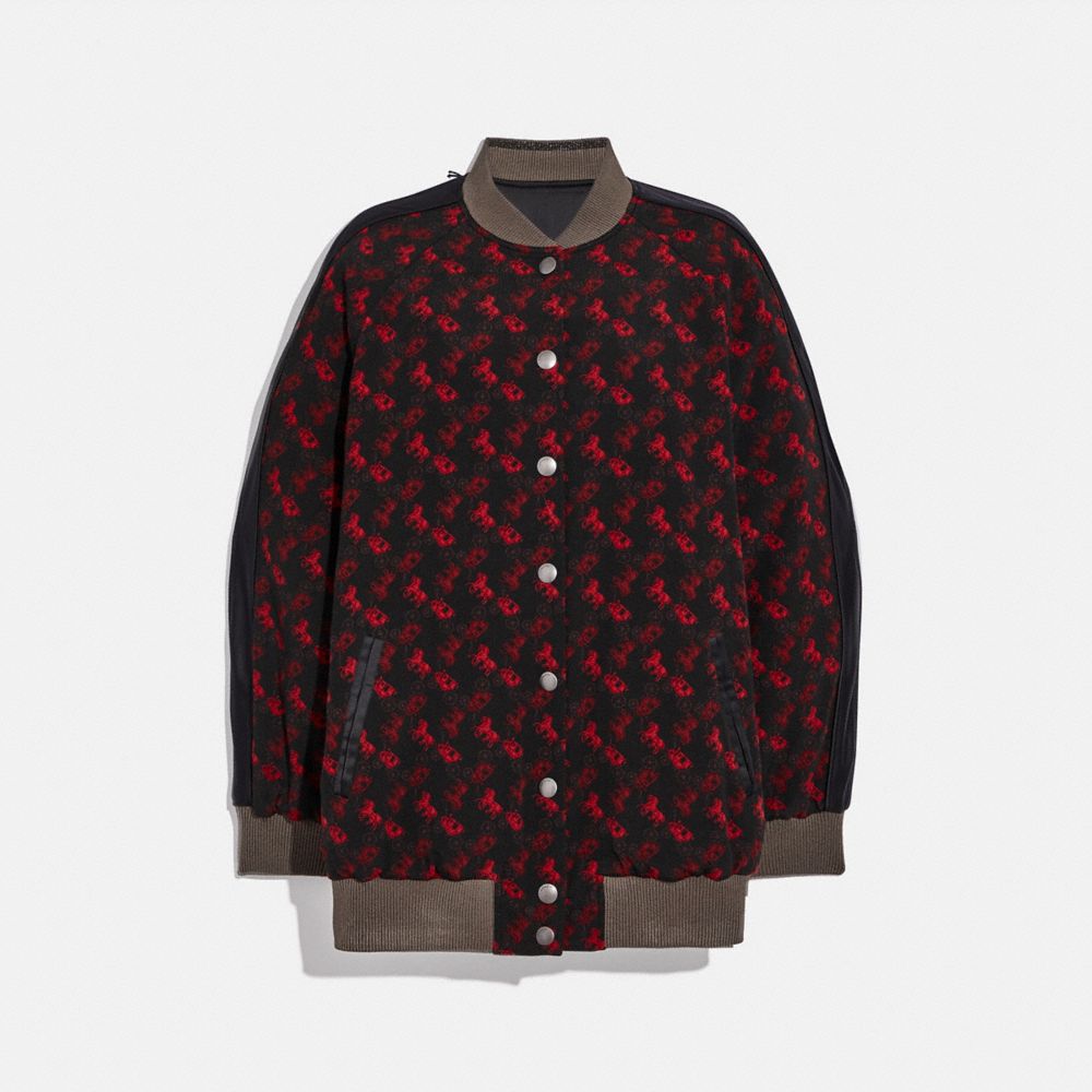 COACH®,Reversible Horse And Carriage Print Souvenir Jacket,,Angle View