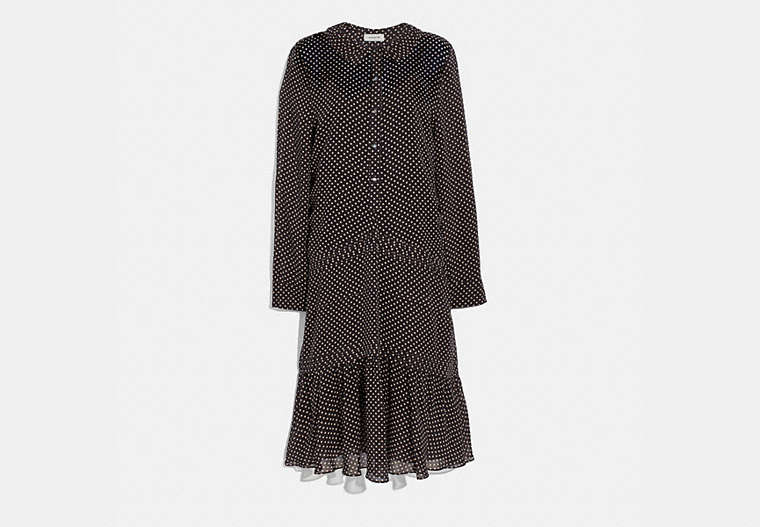COACH®,DOT GEORGETTE PLEATED DRESS,Silk,Black,Front View