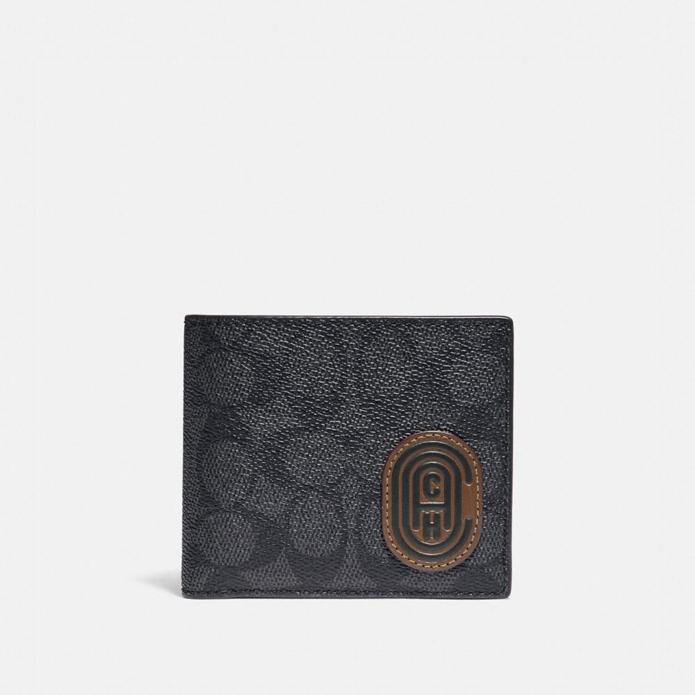 Coin Wallet In Signature Canvas With Reflective Coach Patch