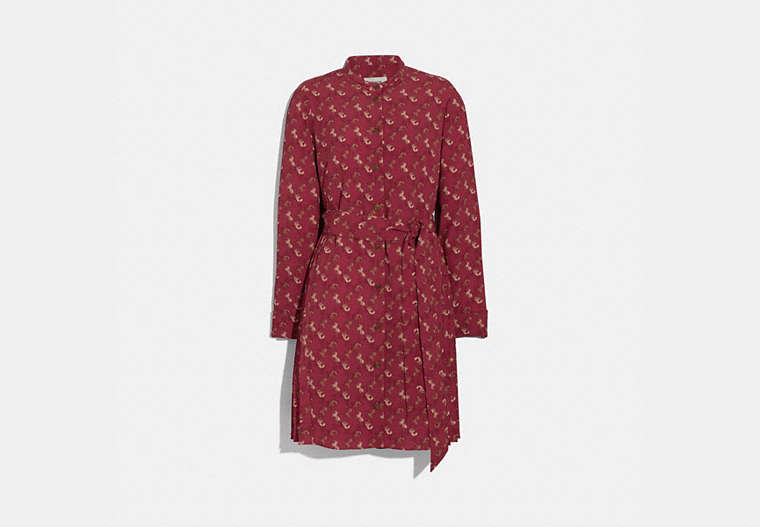 Horse And Carriage Print Pleated Shirt Dress