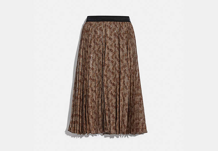 Horse And Carriage Print Pleated Skirt
