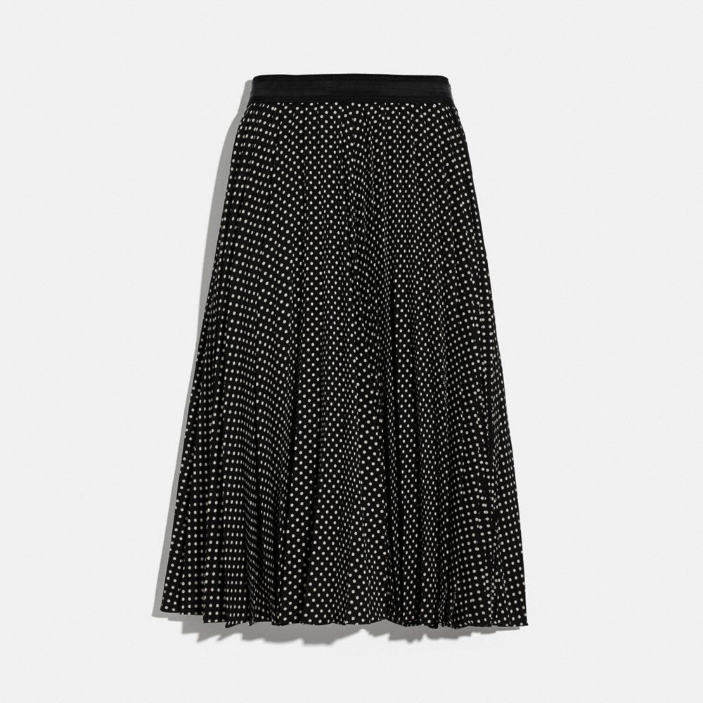 COACH®,MICRO DOT PLEATED SKIRT,Mixed Material,Black,Front View