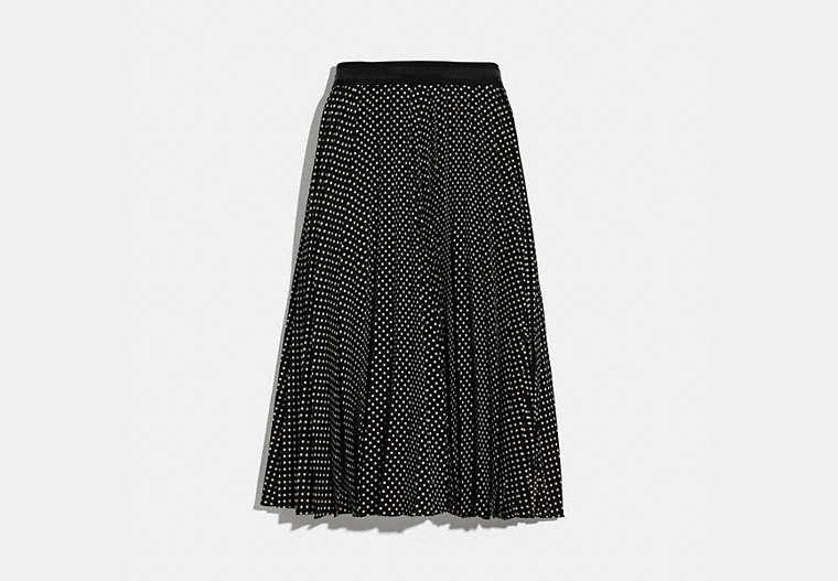 COACH®,MICRO DOT PLEATED SKIRT,Mixed Material,Black,Front View image number 0