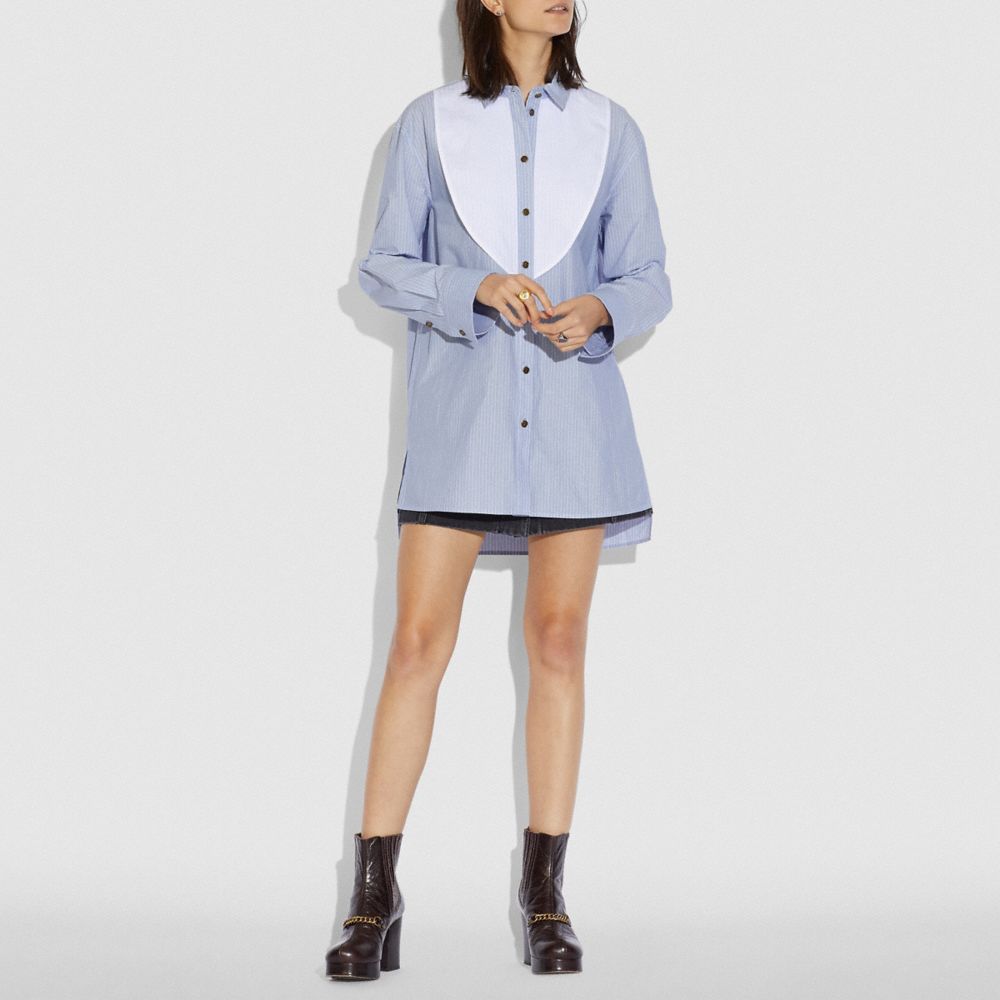 Colorblock Stripe Cotton Blouse