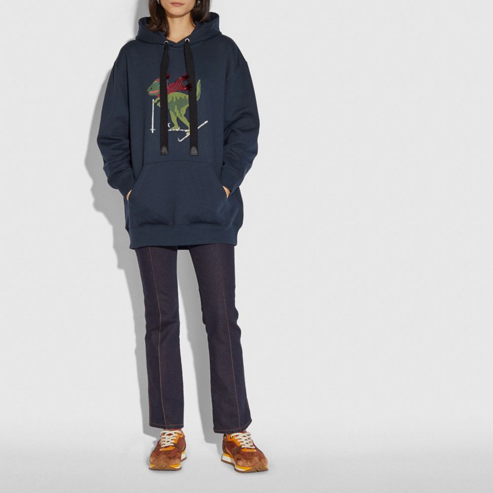 COACH®,REXY HOODIE,cotton,NAVY,Scale View