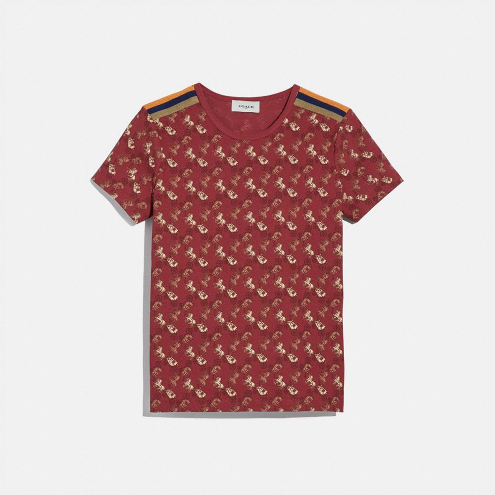 COACH®,HORSE AND CARRIAGE PIQUE T-SHIRT,cotton,Red.,Front View