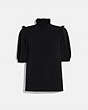 COACH®,SHORT SLEEVE TURTLENECK,wool,Charcoal,Front View