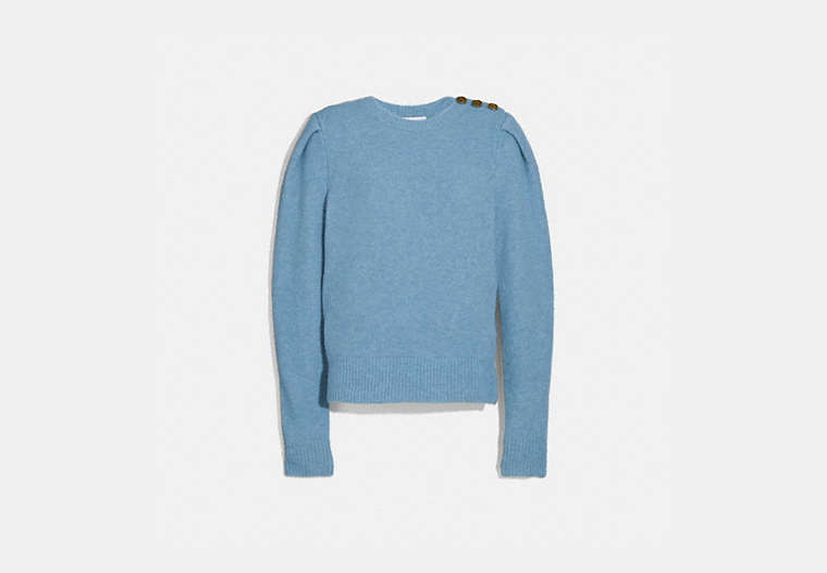 COACH®,FULL SLEEVE CREWNECK SWEATER,cotton,BLUE,Front View