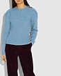 COACH®,FULL SLEEVE CREWNECK SWEATER,cotton,BLUE,Scale View
