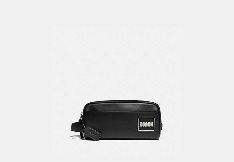 COACH®,TRAVEL KIT WITH COACH PATCH,Leather,Black,Front View