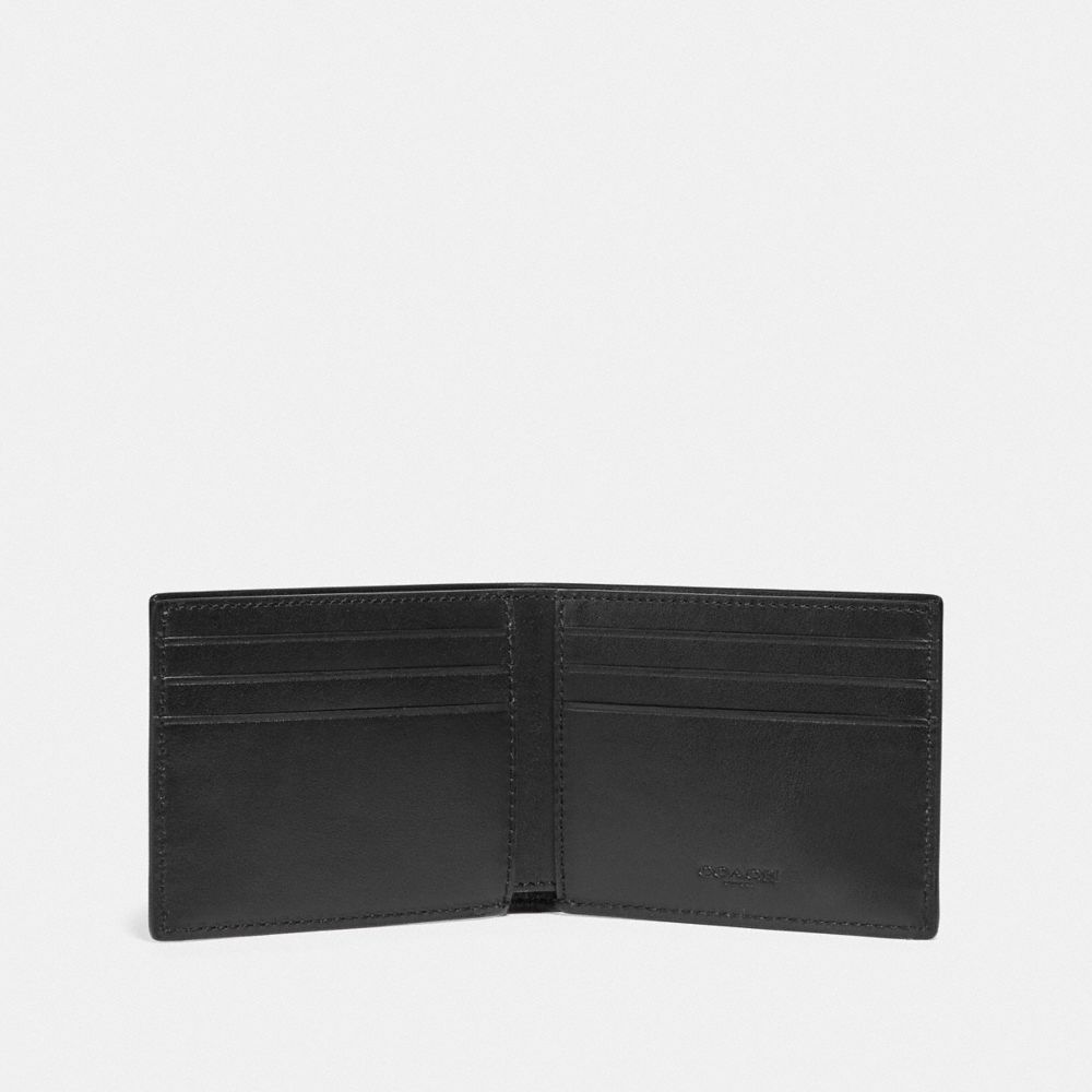 COACH®,SLIM BILLFOLD WALLET WITH COACH PATCH,Leather,Silver/Saddle/Black,Inside View,Top View