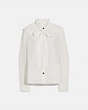 COACH®,HORSE AND CARRIAGE JACQUARD GATHERED COLLAR BLOUSE,Silk/Cupro,Cream,Front View