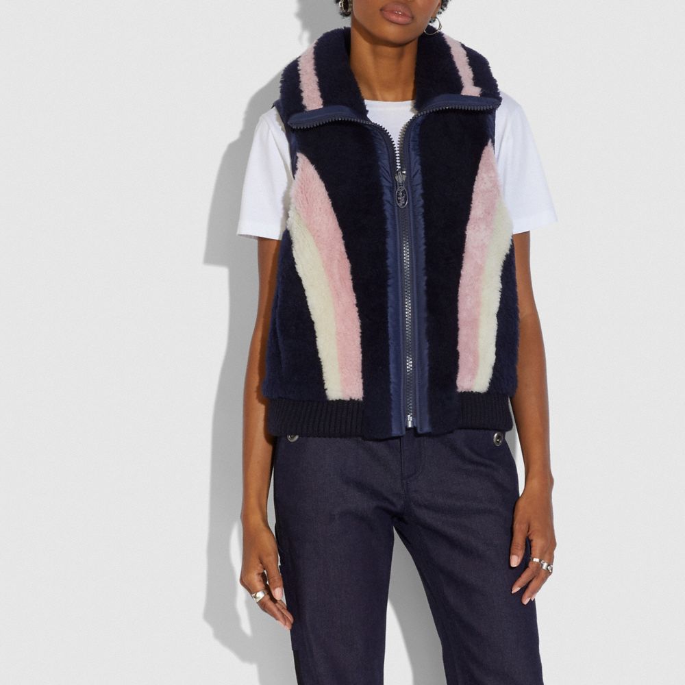 Coach shearling vest sale