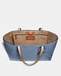 COACH®,CENTRAL TOTE WITH SIGNATURE CANVAS BLOCKING,pvc,Large,Pewter/Tan Bluebell,Inside View,Top View