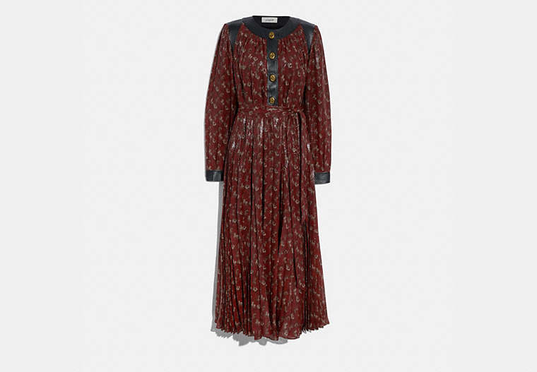Lurex Horse And Carriage Print Pleated Dress