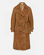 COACH®,SUEDE TRENCH COAT,Suede,Cappuccino,Front View