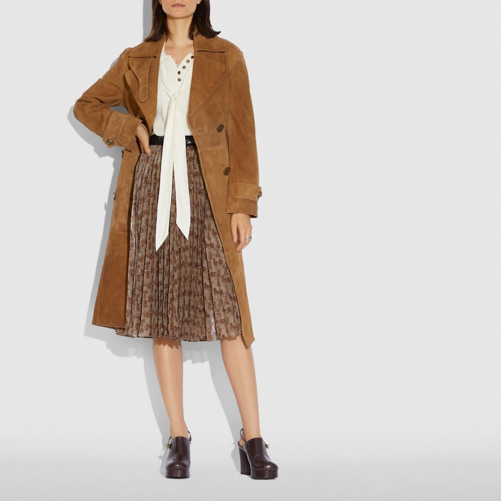 Coach suede 2025 trench coat