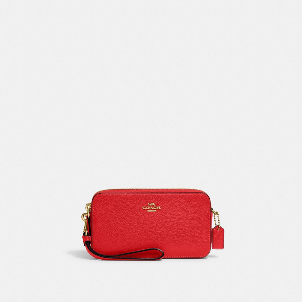 COACH®,KIRA CROSSBODY BAG,Mini,Brass/Sport Red,Front View image number 0