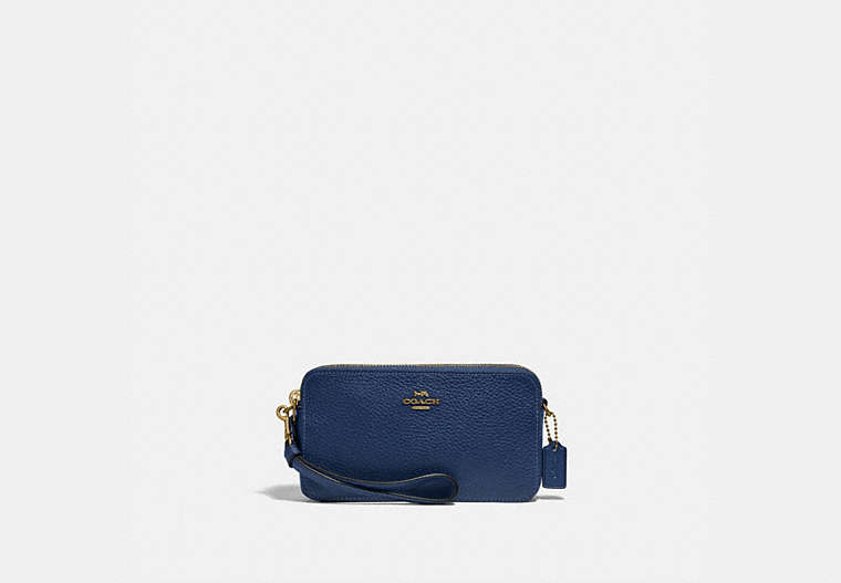 COACH®,KIRA CROSSBODY BAG,Pebbled Leather,Mini,Brass/Deep Blue,Front View
