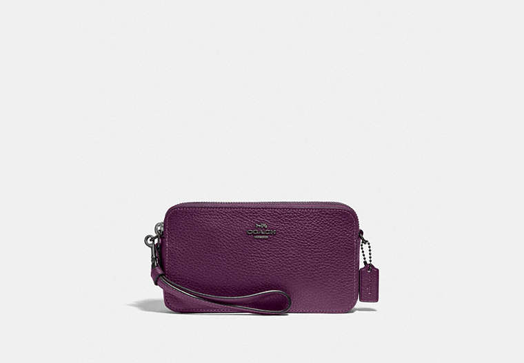 COACH®,KIRA CROSSBODY,Pebbled Leather,Mini,Pewter/Boysenberry,Front View