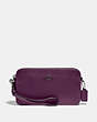 COACH®,KIRA CROSSBODY,Pebbled Leather,Mini,Pewter/Boysenberry,Front View