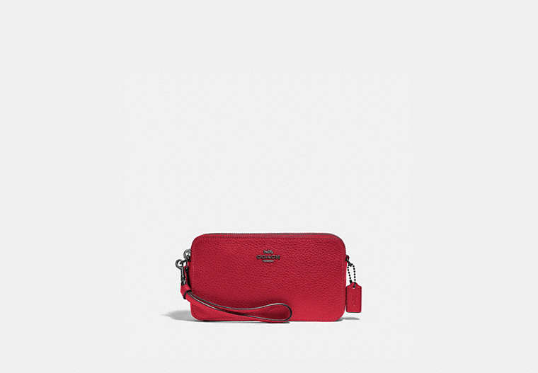 COACH®,KIRA CROSSBODY BAG,Pebbled Leather,Mini,Pewter/Red Apple,Front View