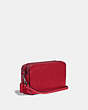 COACH®,KIRA CROSSBODY BAG,Pebbled Leather,Mini,Pewter/Red Apple,Angle View