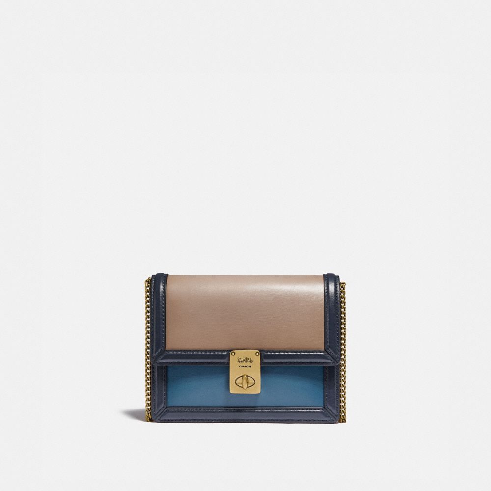 COACH®,HUTTON BELT BAG IN COLORBLOCK,Leather,Brass/Lake Multi,Front View