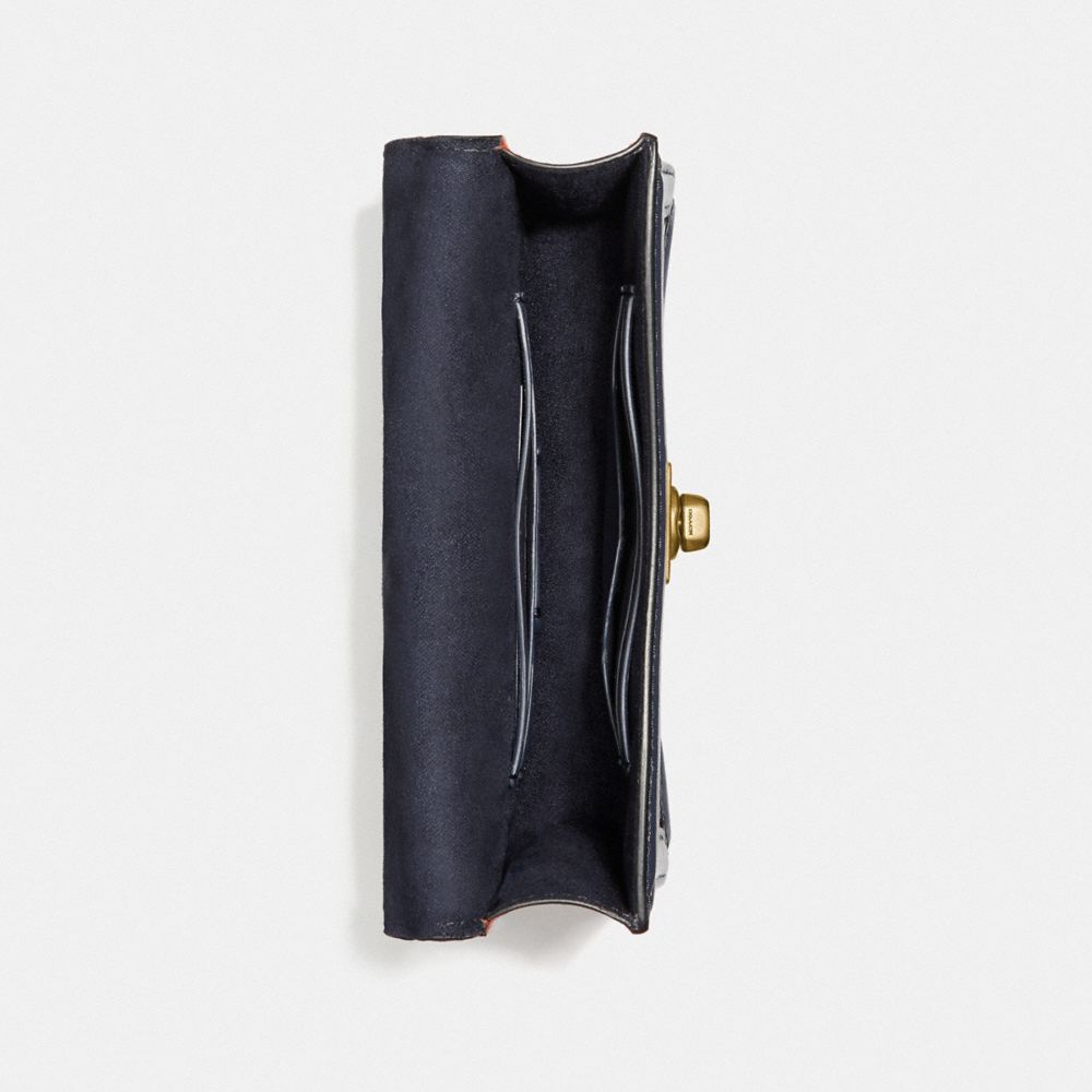 COACH®,HUTTON BELT BAG IN COLORBLOCK,Leather,Brass/Lake Multi,Inside View,Top View