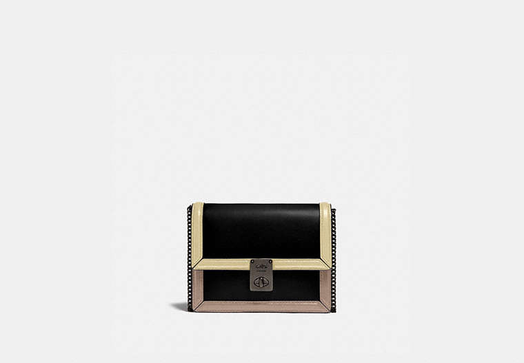 COACH®,HUTTON BELT BAG IN COLORBLOCK,Leather,Pewter/Taupe Multi,Front View