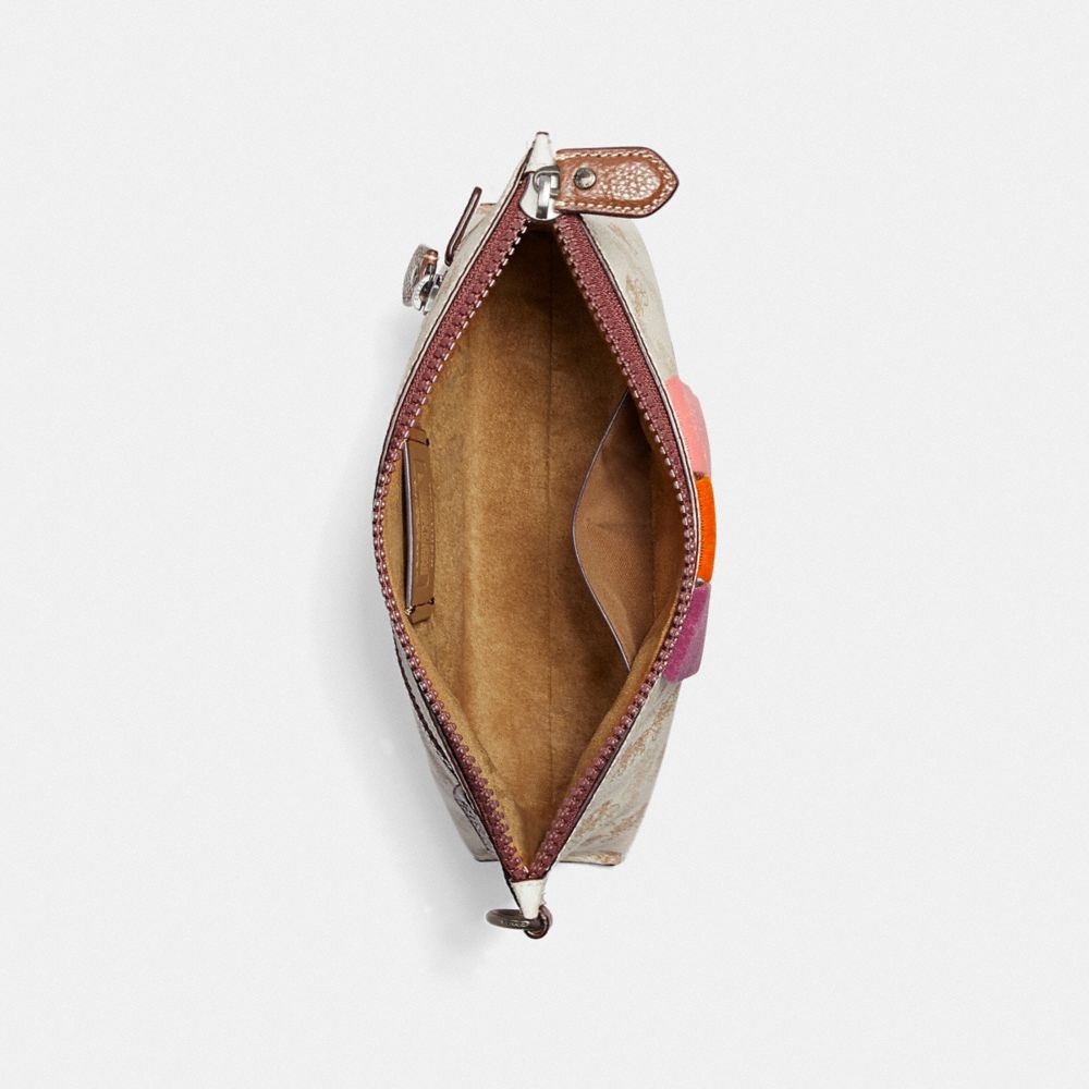 COACH®,Charlie Pouch With Horse And Carriage Print And Varsity Stripe,,Inside View,Top View